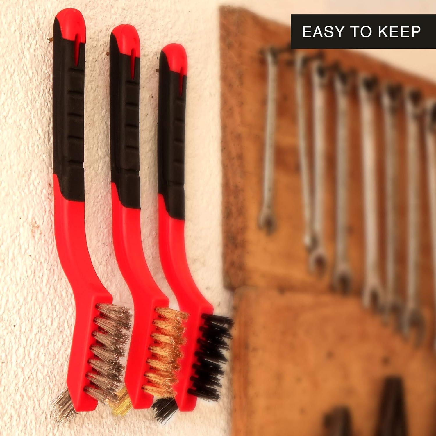 Juego de Cepillos de Alambre 3 Piezas Lavaxon - Nylon, Latón, Acero Inoxidable