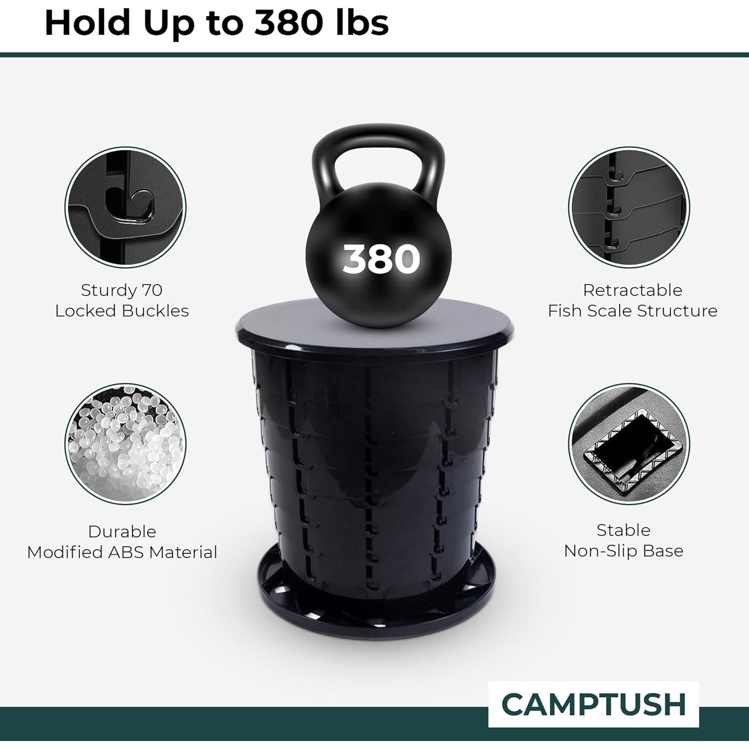 Inodoro Portátil CAMPTUSH Camping Grande Ajustable 33 cm