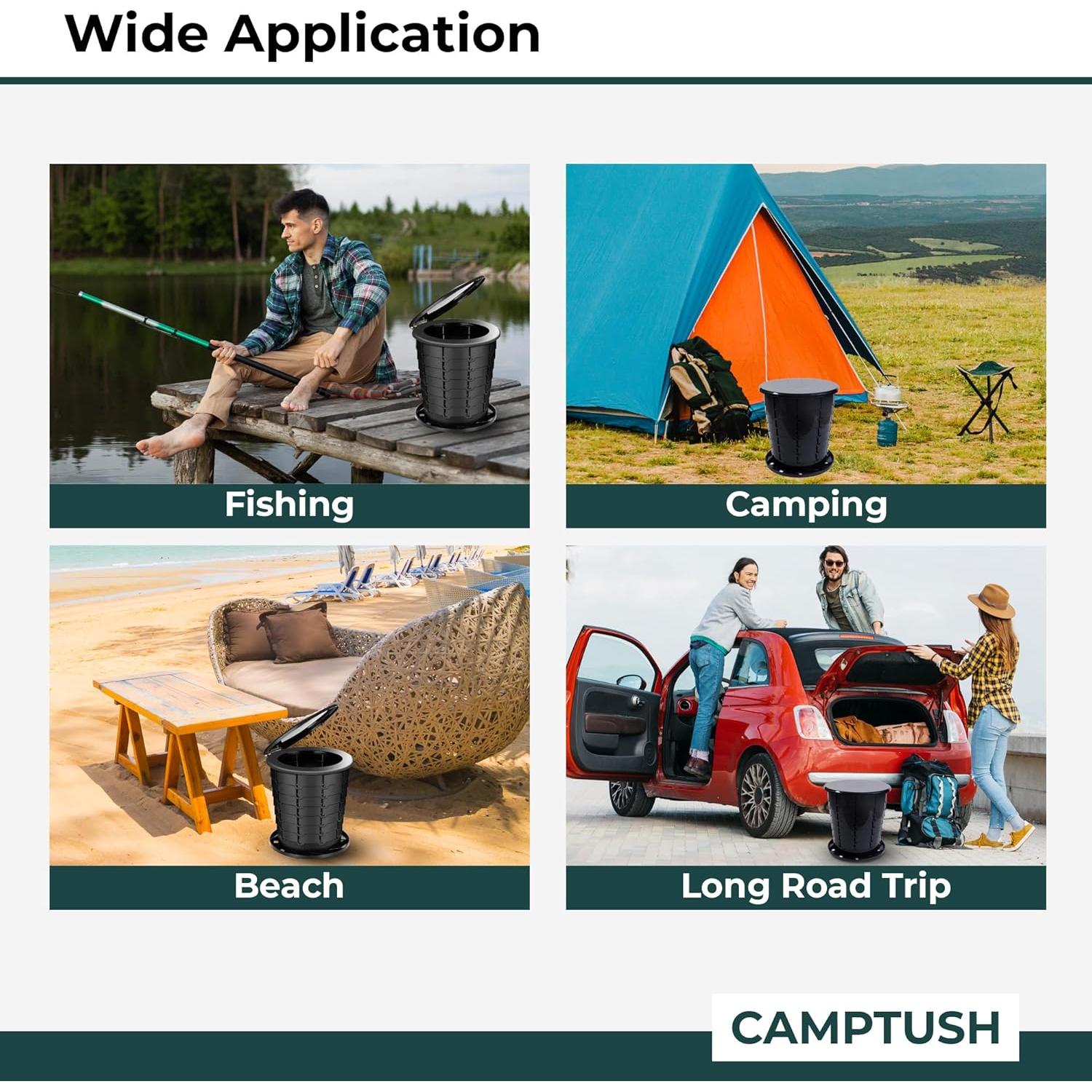 Inodoro Portátil CAMPTUSH Camping Grande Ajustable 33 cm