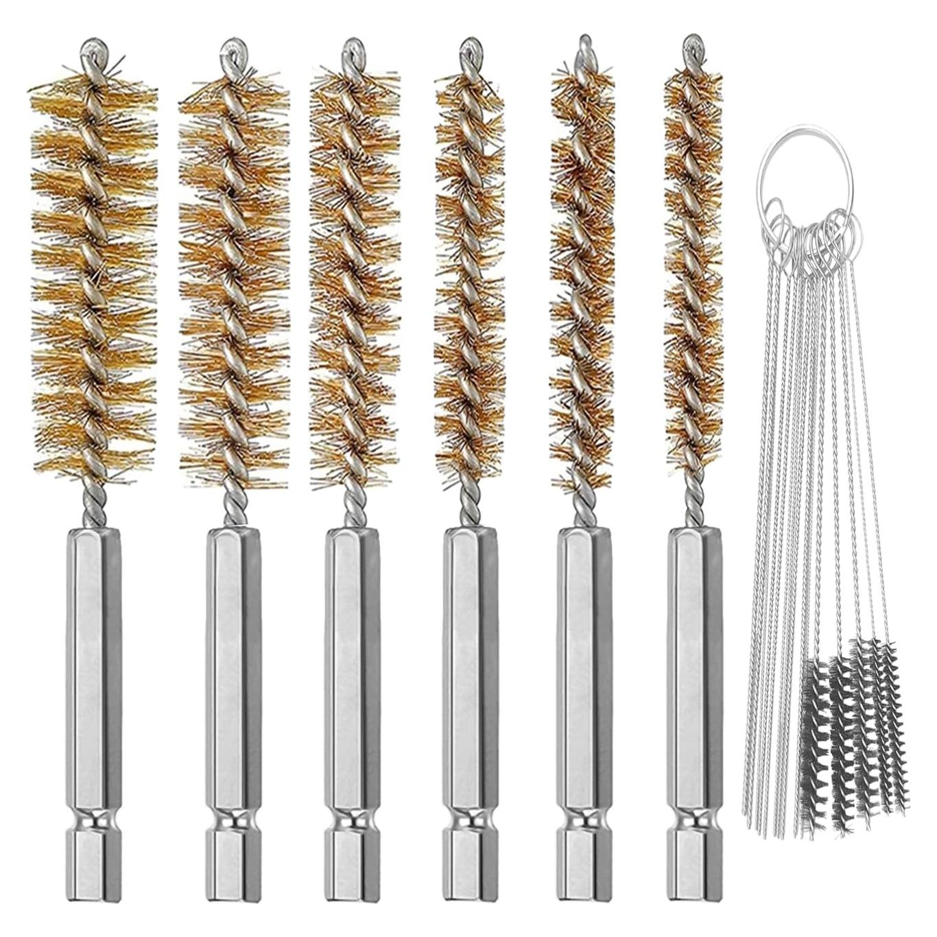 6 Cepillos de Perforación Latón + 15 Herramientas de Limpieza