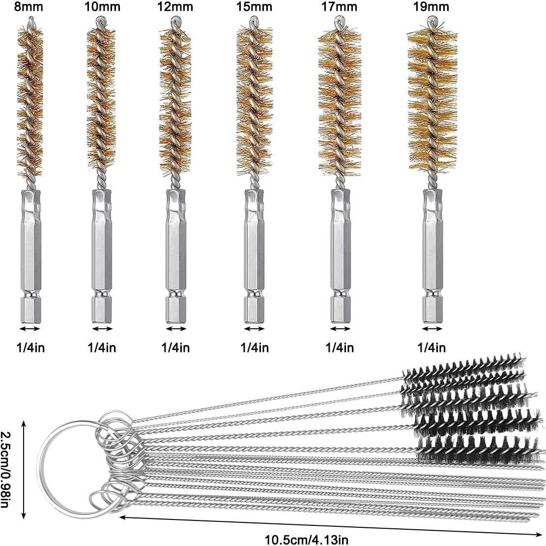 6 Cepillos de Perforación Latón + 15 Herramientas de Limpieza