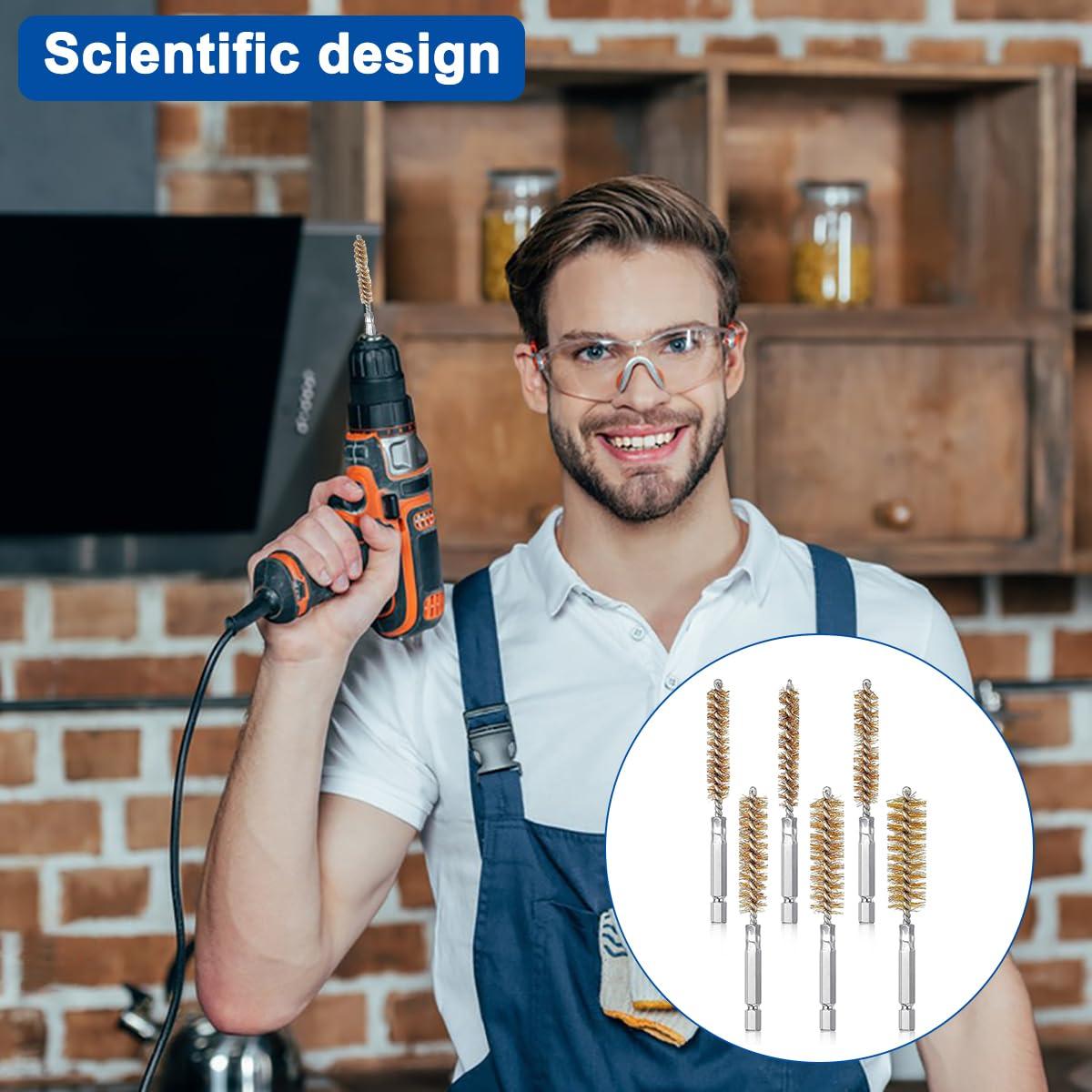 6 Cepillos de Perforación Latón + 15 Herramientas de Limpieza