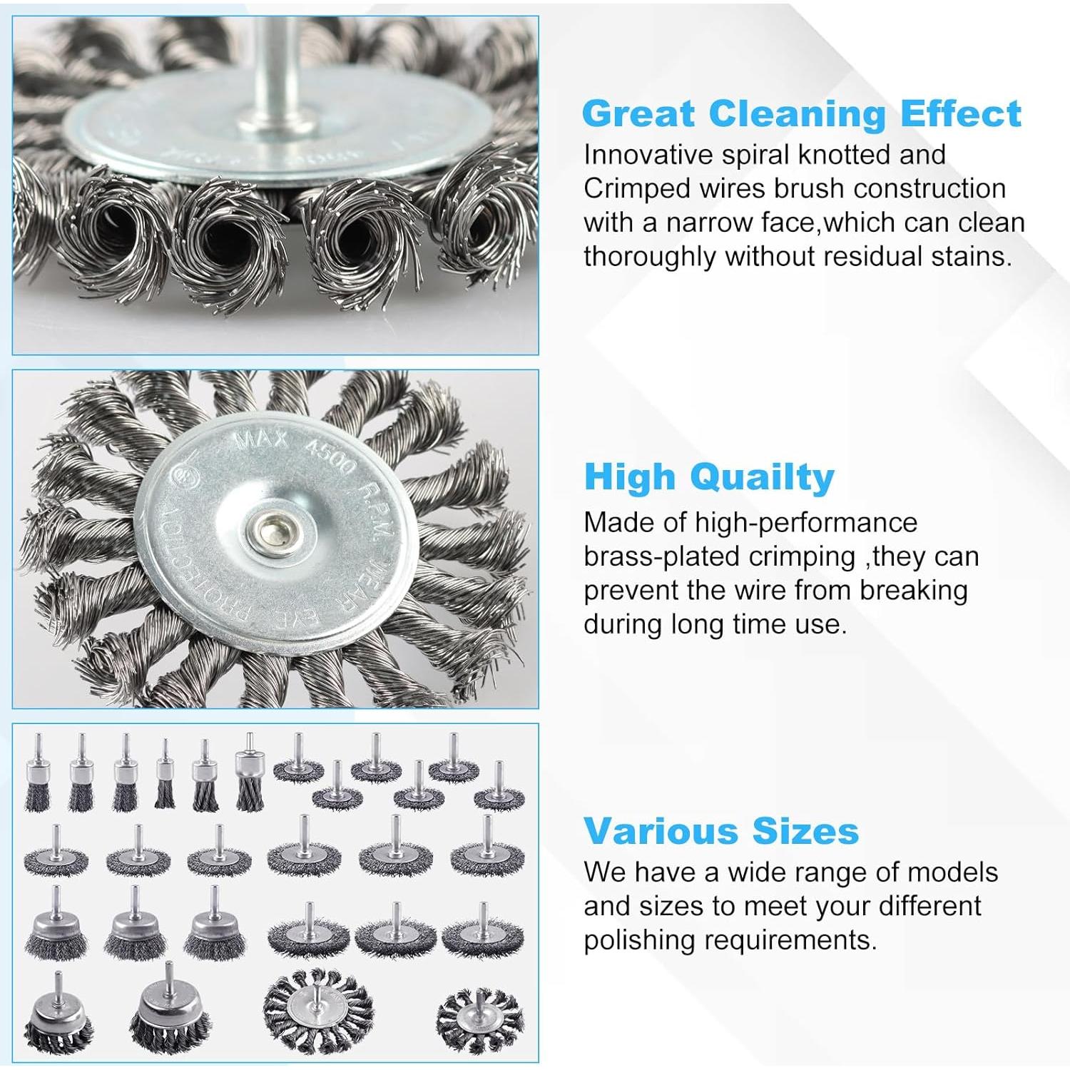 Juego de Cepillos de Alambre Rocaris 28 Piezas para Taladro