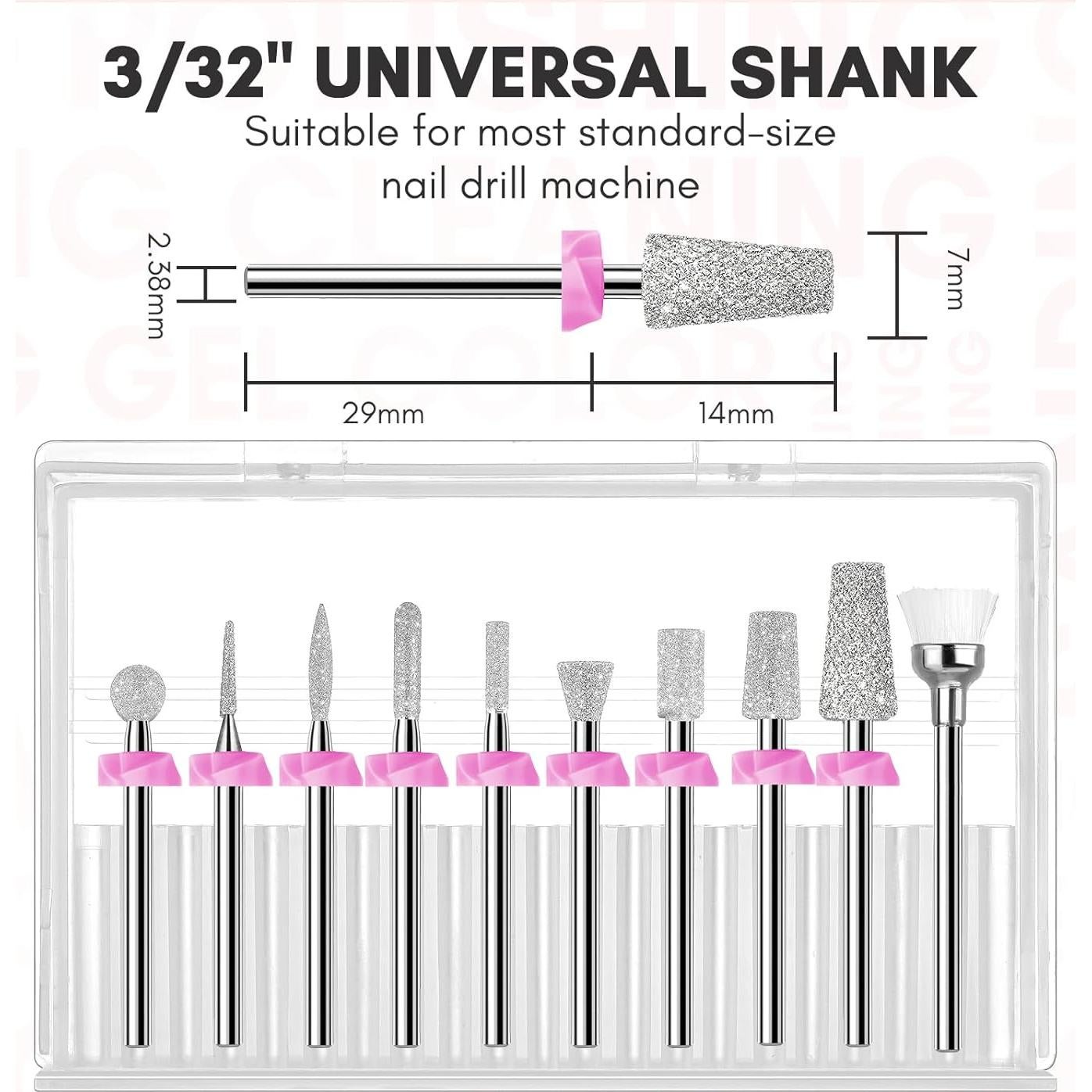 Conjunto de 10 Brocas de Diamante Makartt para Uñas