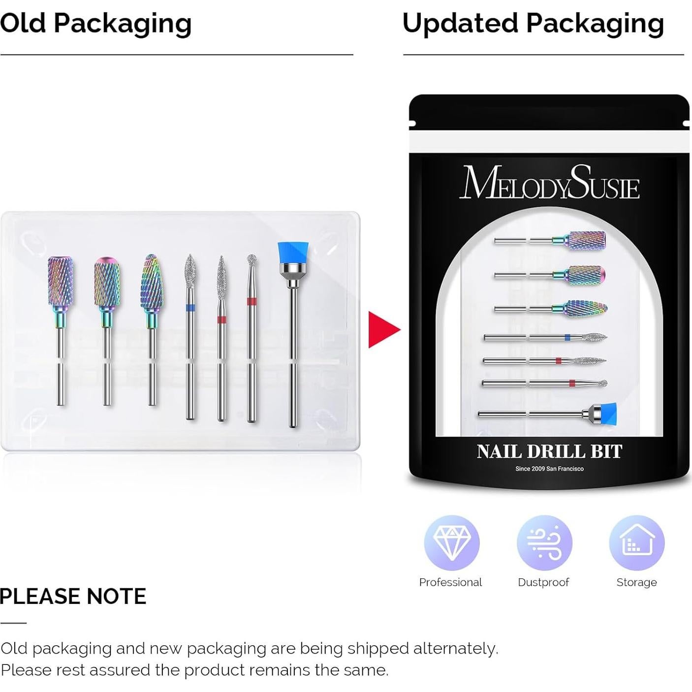 Juego de Brocas para Uñas MelodySusie 7 Piezas Carburo