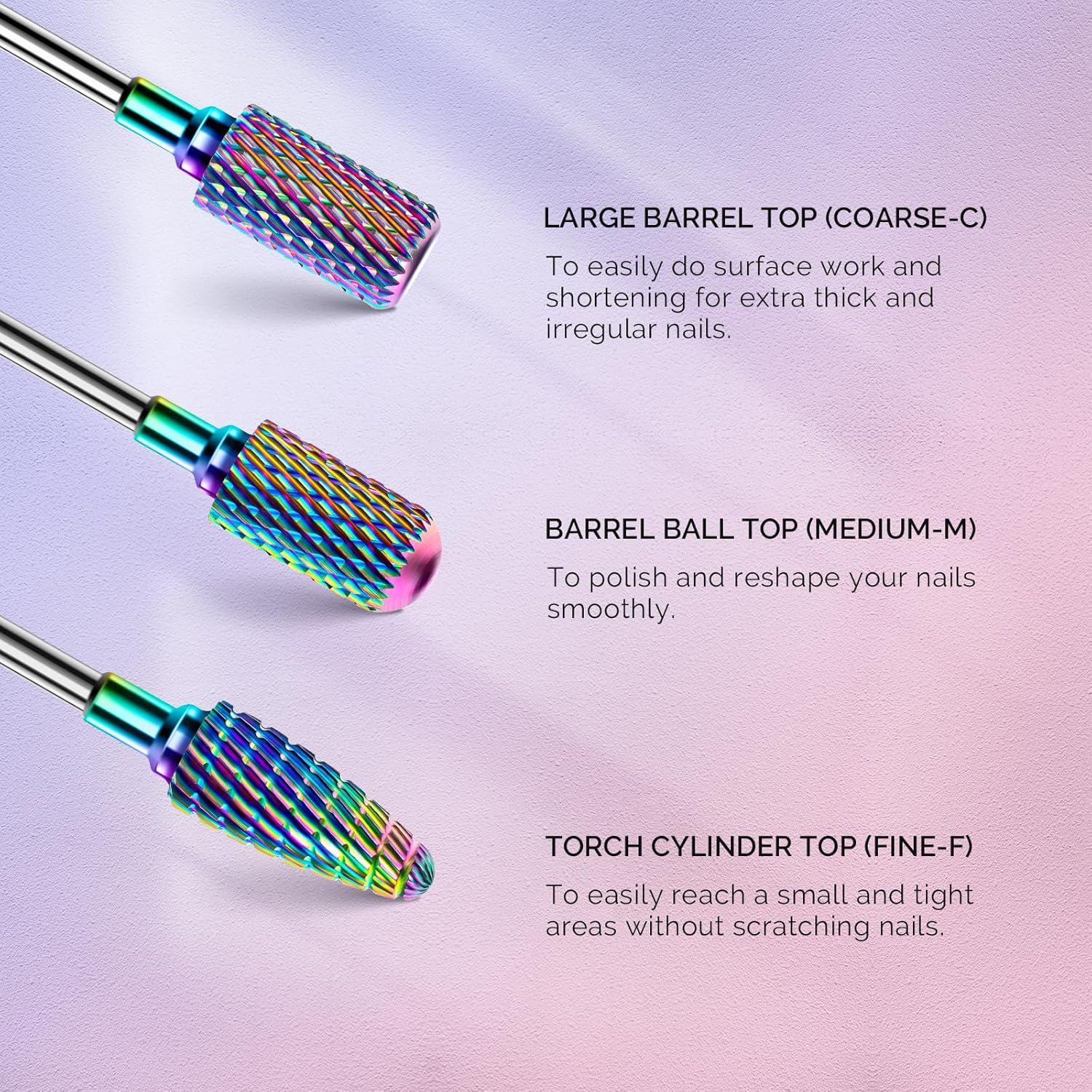 Juego de Brocas para Uñas MelodySusie 7 Piezas Carburo