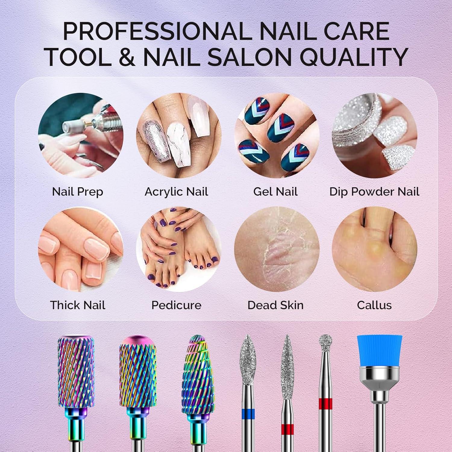 Juego de Brocas para Uñas MelodySusie 7 Piezas Carburo