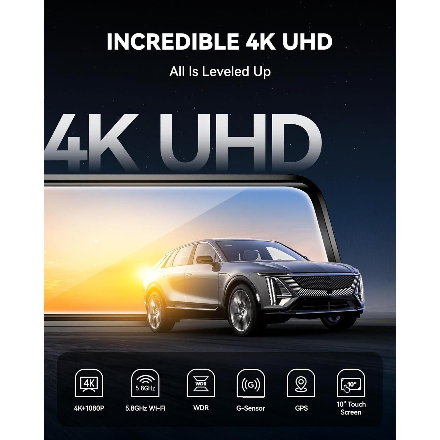 Cámara de Espejo Retrovisor WOLFBOX G930 4K 10" con WiFi y GPS