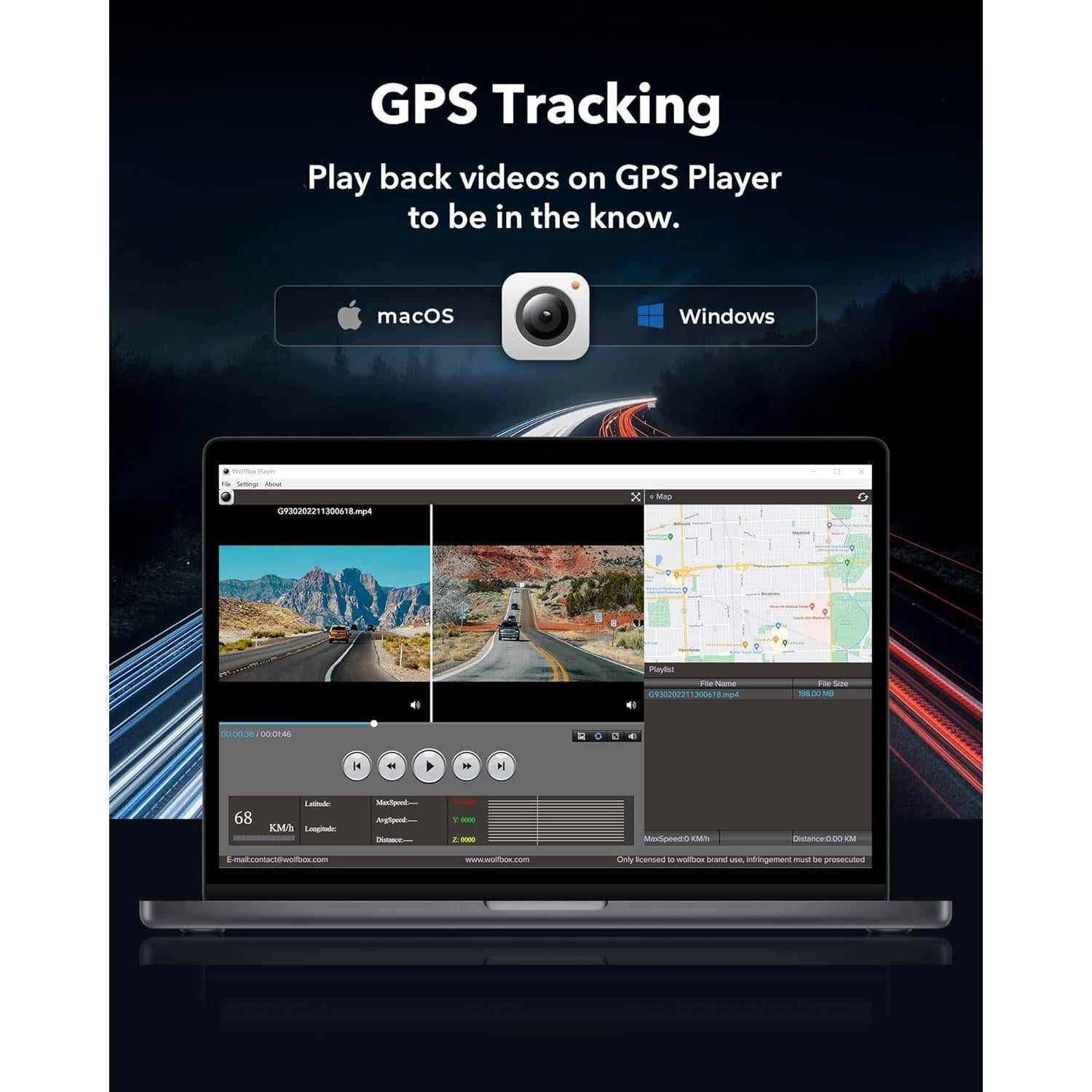 Cámara de Espejo Retrovisor WOLFBOX G930 4K 10" con WiFi y GPS