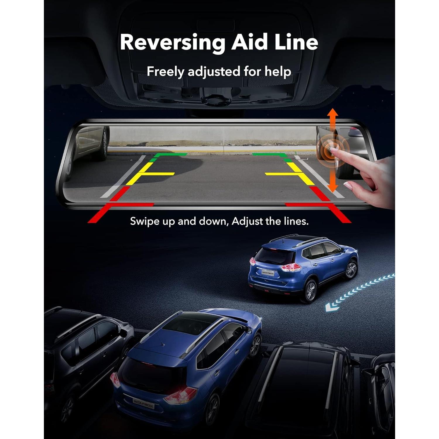 Cámara de Espejo Retrovisor WOLFBOX G930 4K 10" con WiFi y GPS