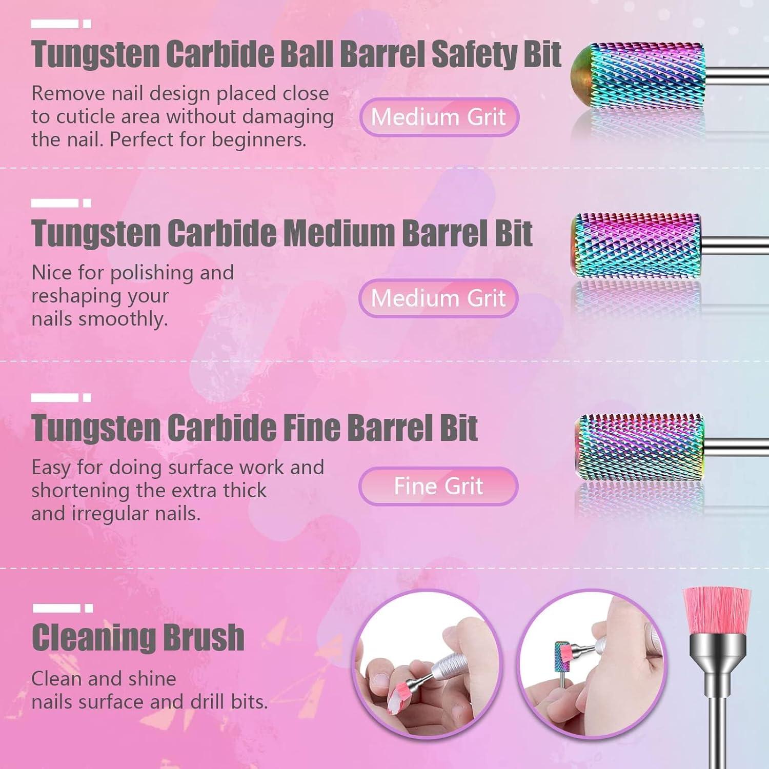 Set de 21 Brocas para Uñas Depvko con Estuche Rosa