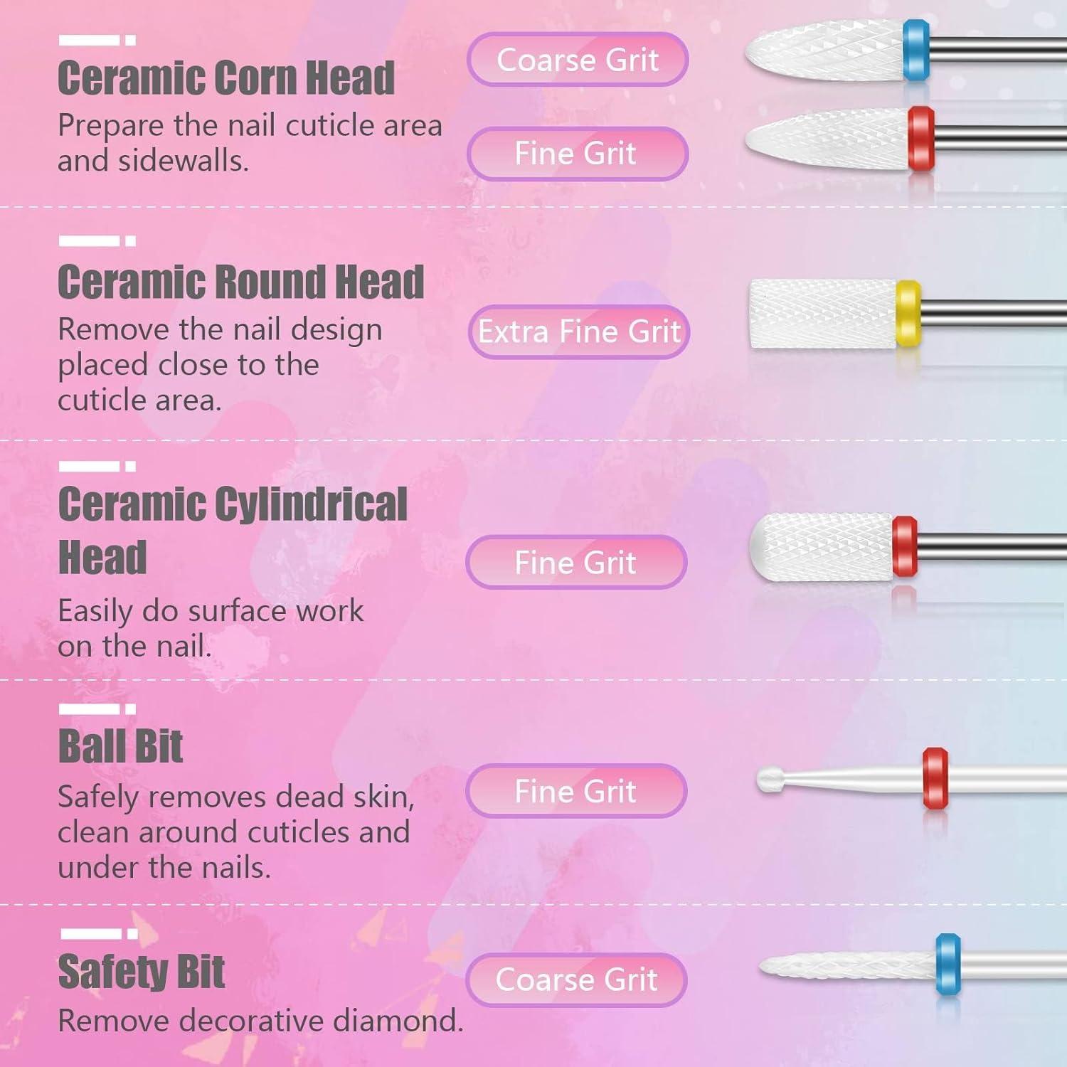 Set de 21 Brocas para Uñas Depvko con Estuche Rosa