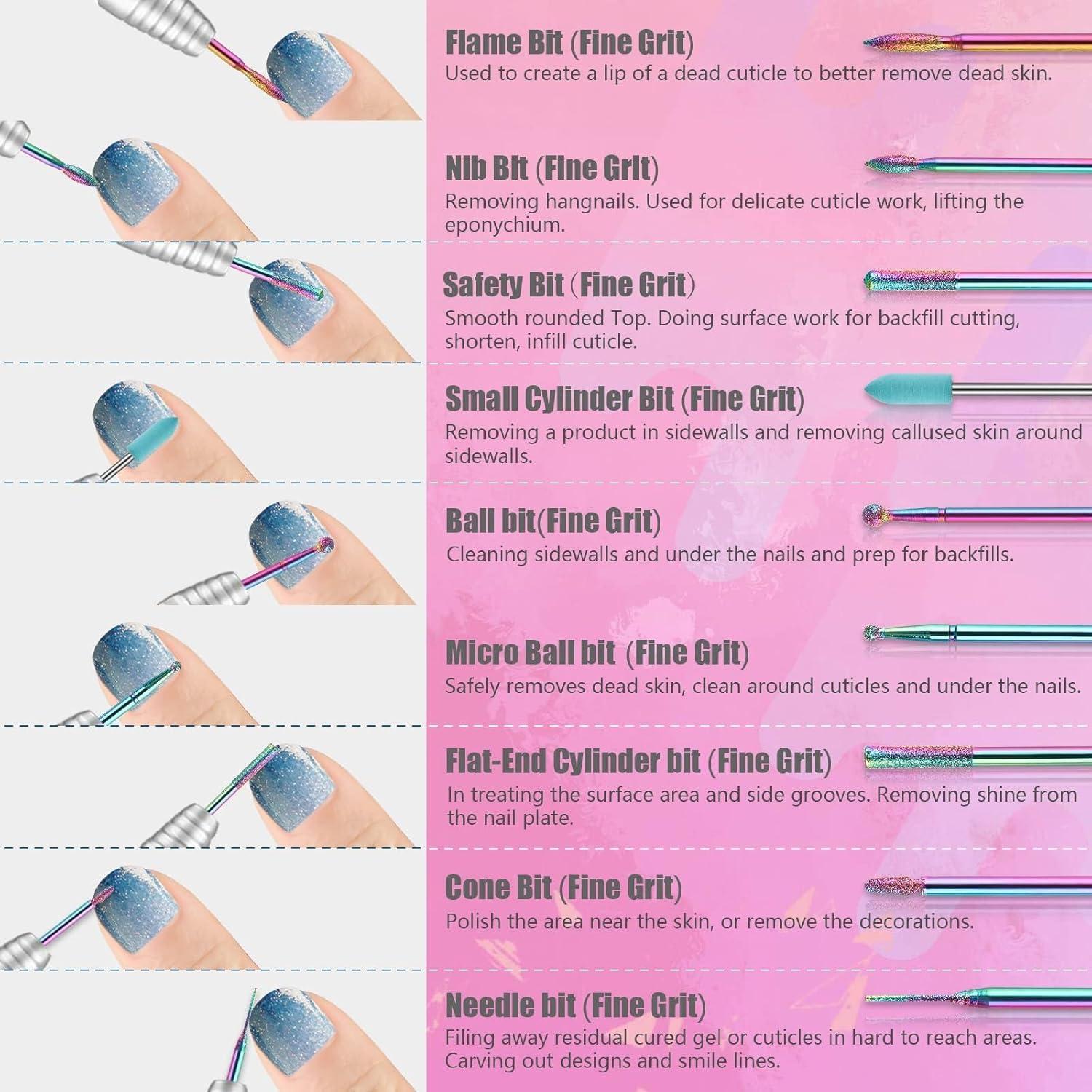 Set de 21 Brocas para Uñas Depvko con Estuche Rosa