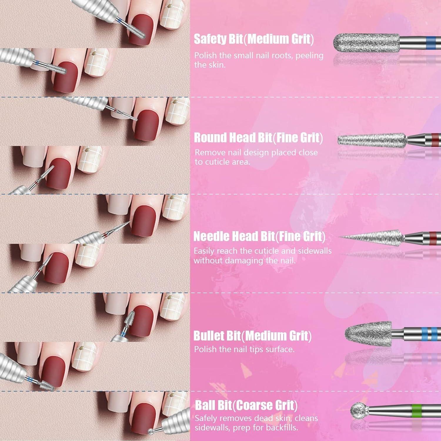 Set de 21 Brocas para Uñas Depvko con Estuche Rosa