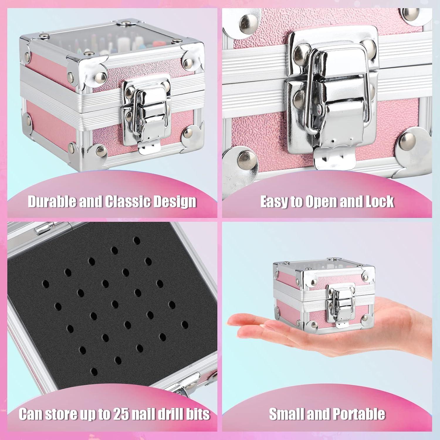 Set de 21 Brocas para Uñas Depvko con Estuche Rosa