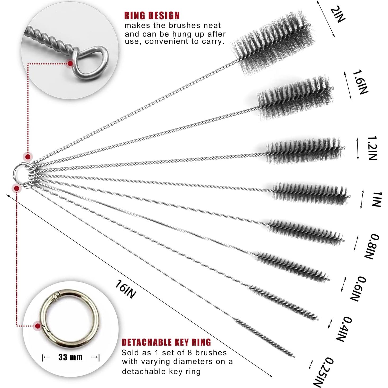Juego de cepillos de limpieza Ctsyuqoo 8 piezas 40 cm acero