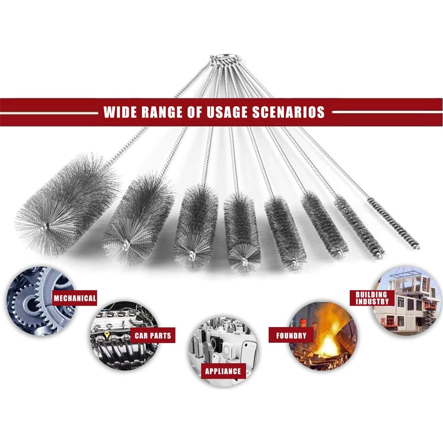 Juego de cepillos de limpieza Ctsyuqoo 8 piezas 40 cm acero