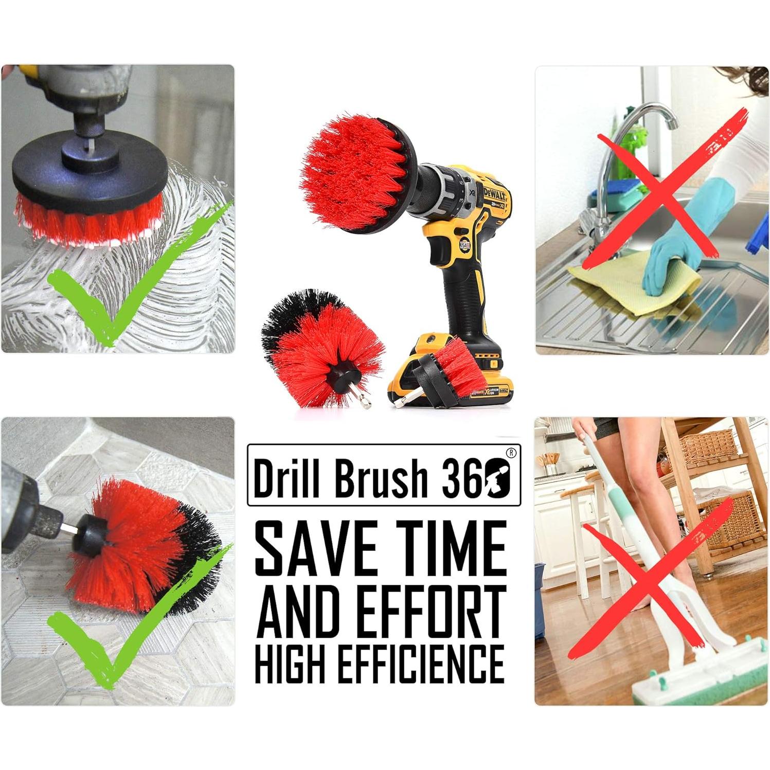 Kit de Cepillos de Limpieza Drillbrush 3 Piezas Rojo