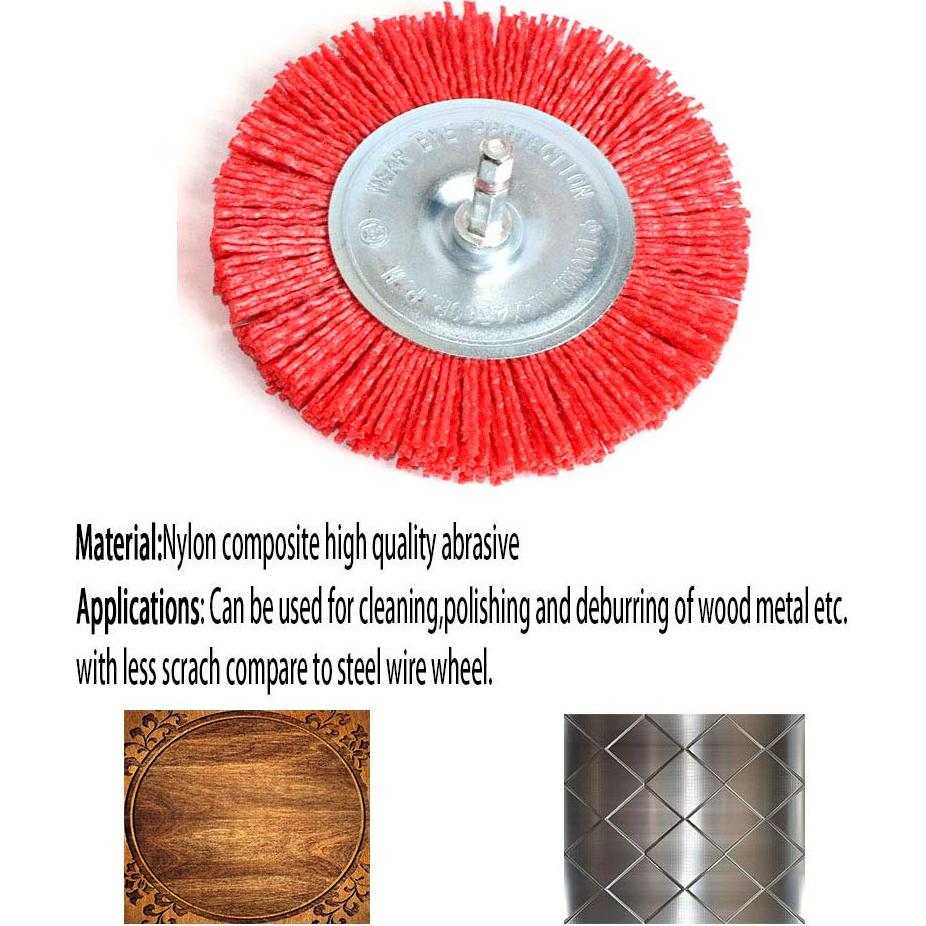 Juego de cepillos de alambre nylon FPPO 3 piezas 7,62 y 10,16 cm