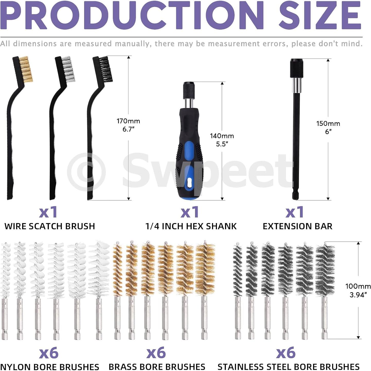 Kit de Cepillos de Alambre Swpeet 24 Piezas 3 Materiales