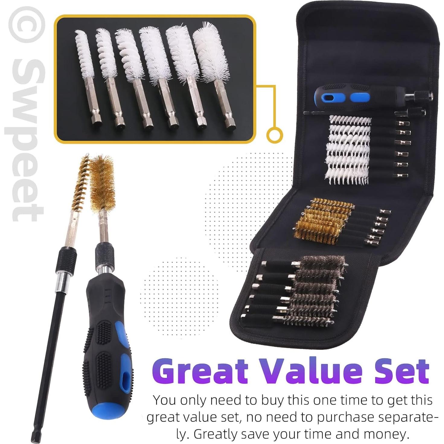 Kit de Cepillos de Alambre Swpeet 24 Piezas 3 Materiales