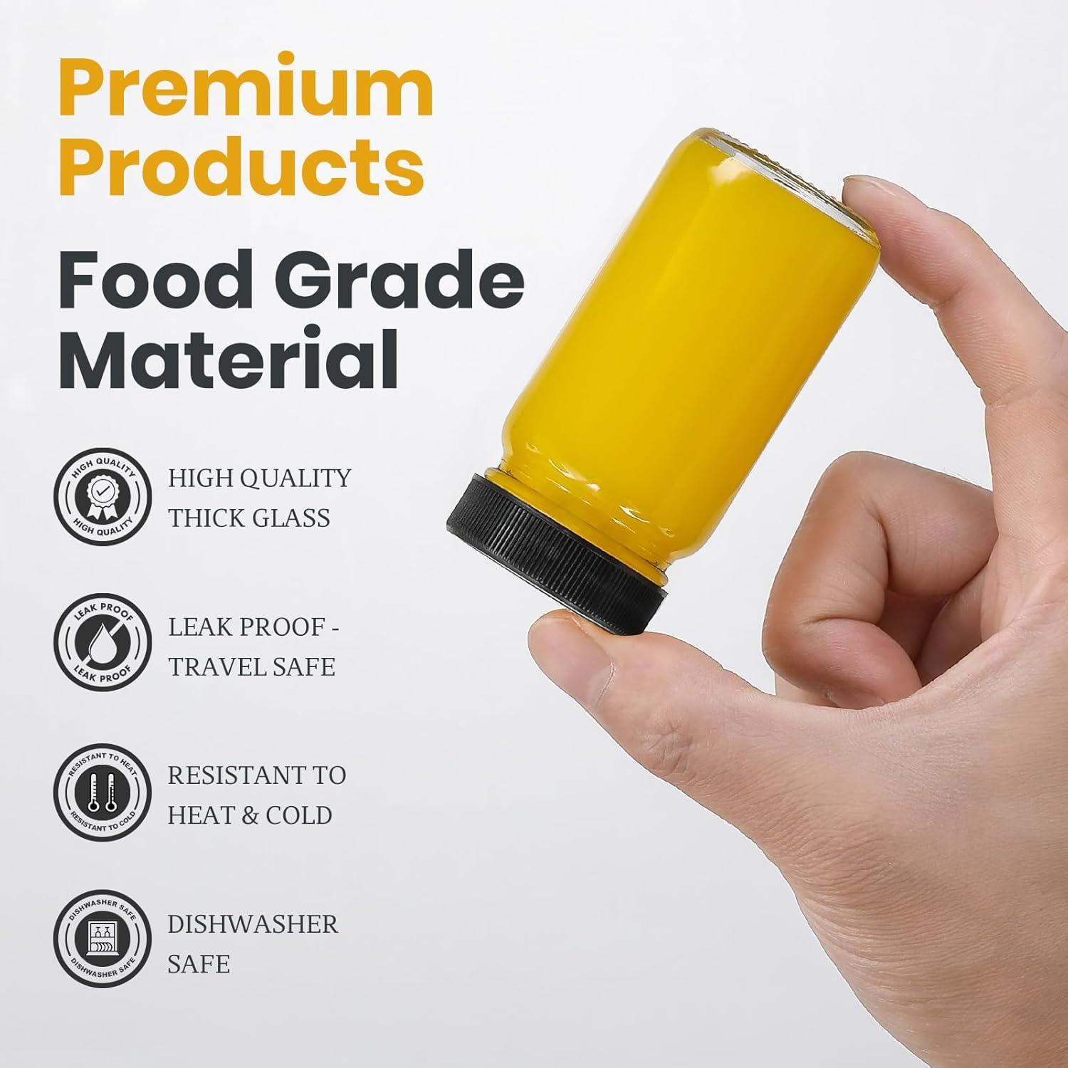 Paquete de 9 Botellas de Vidrio 60 ml LANDNEOO con Tapas Negras