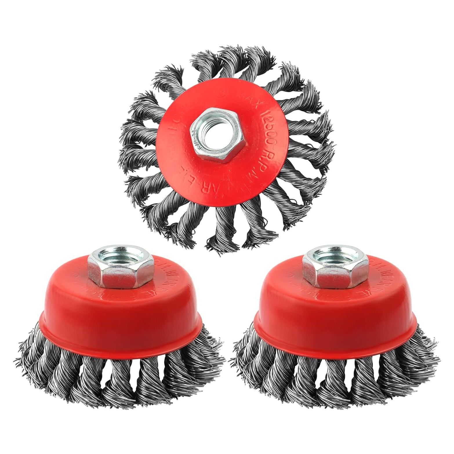 Paquete de 3 cepillos de alambre WENORA 10 cm para amoladora