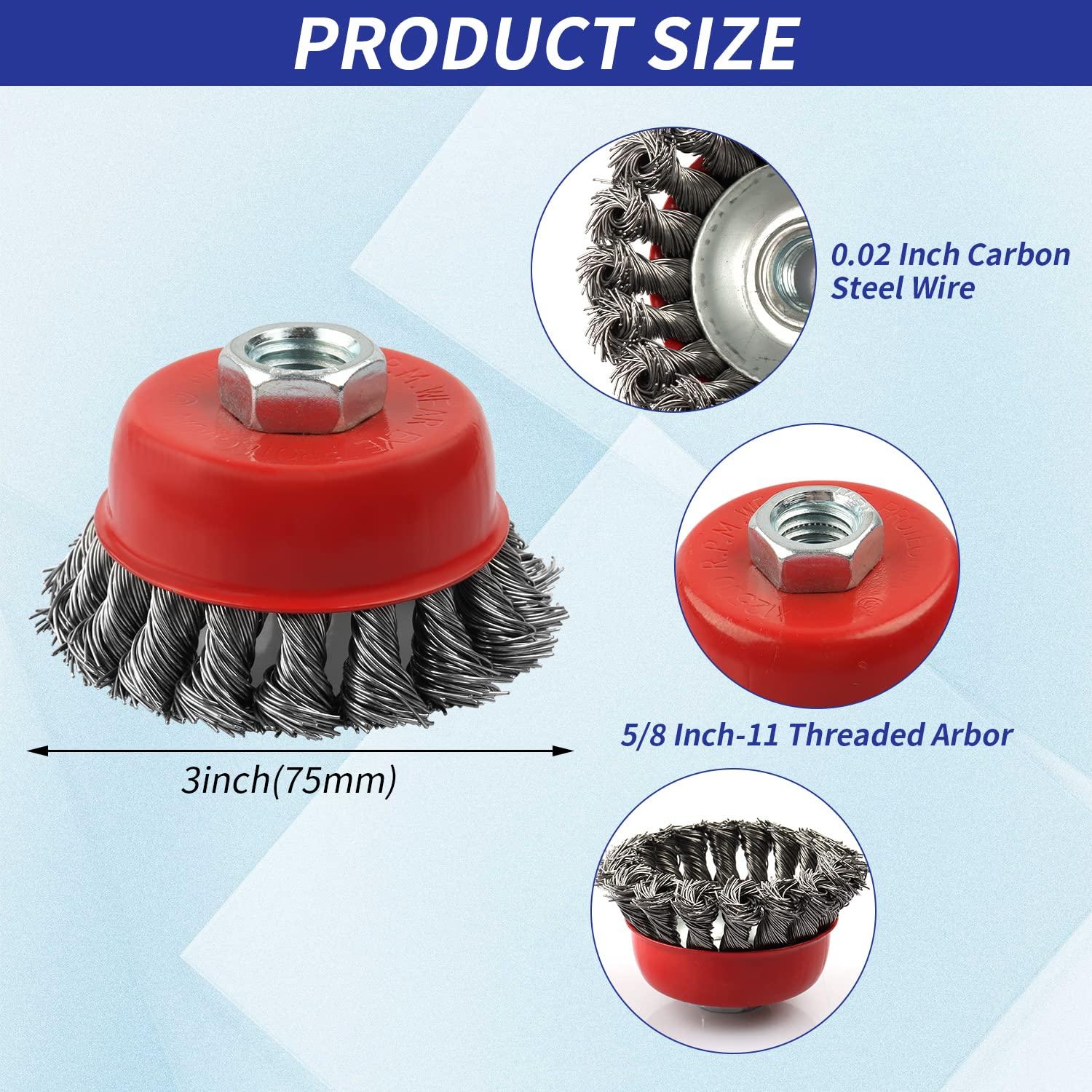 Paquete de 3 cepillos de alambre WENORA 10 cm para amoladora