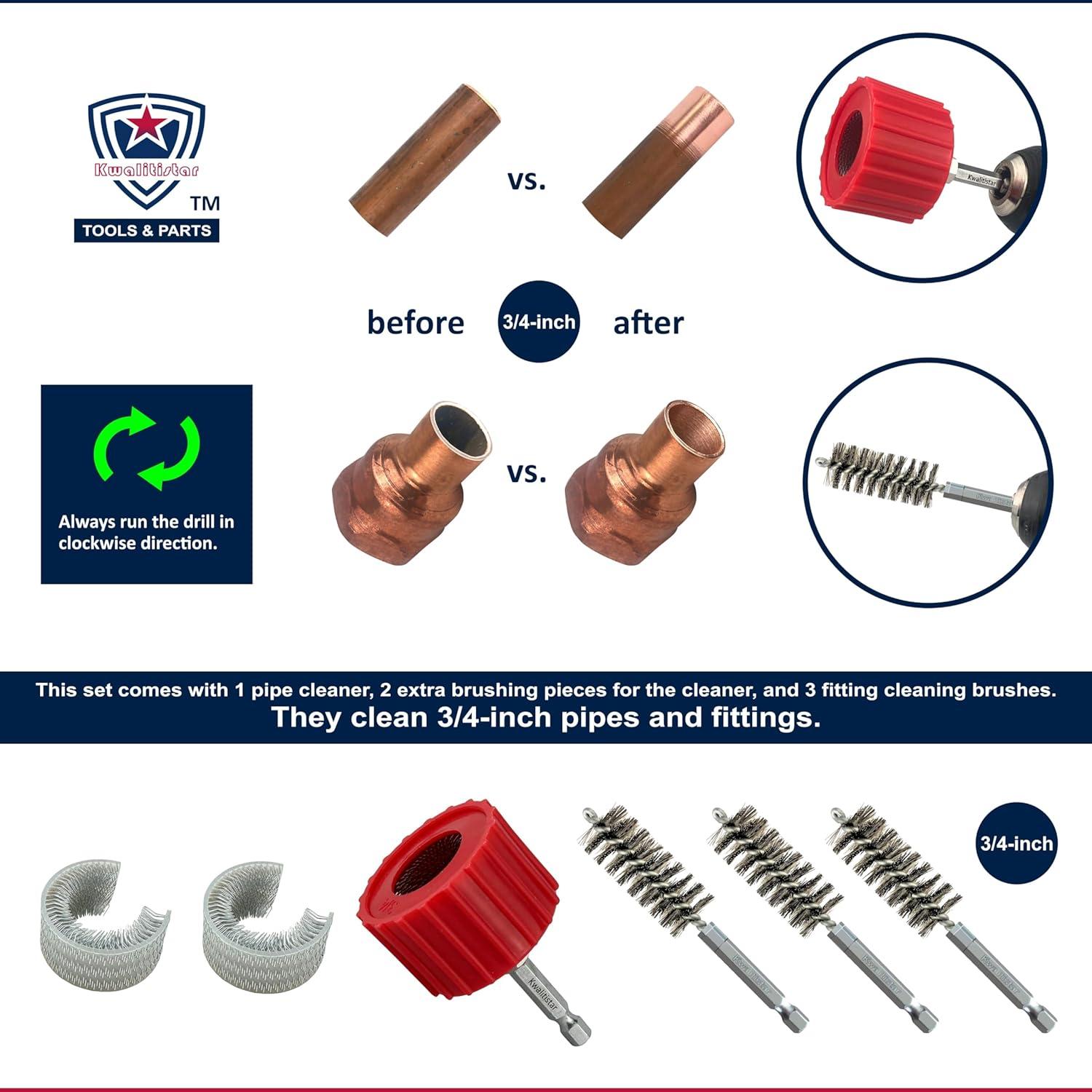 Juego de Limpiadores de Tubos de Cobre Kwalitistar 3/4"