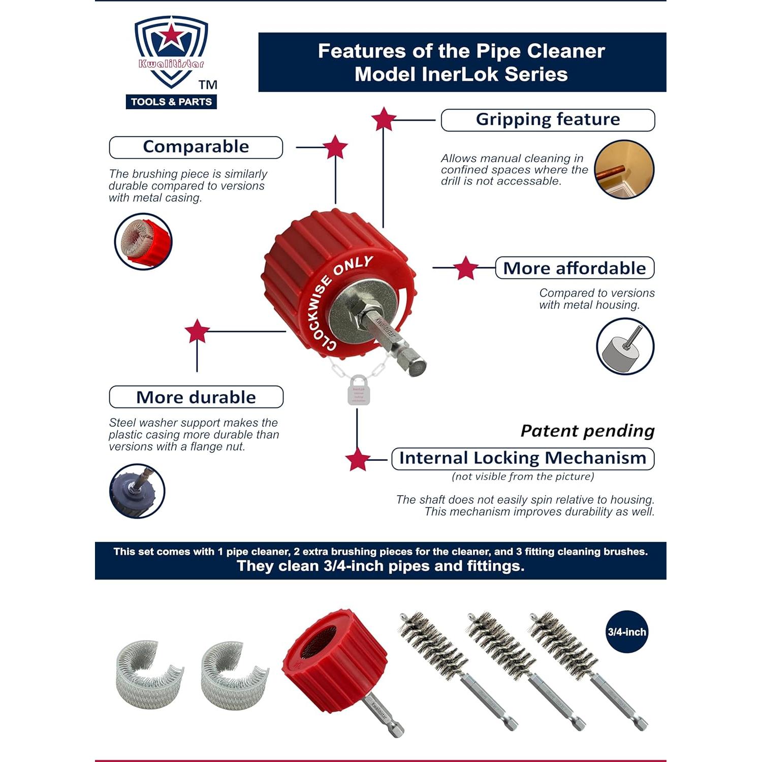 Juego de Limpiadores de Tubos de Cobre Kwalitistar 3/4"