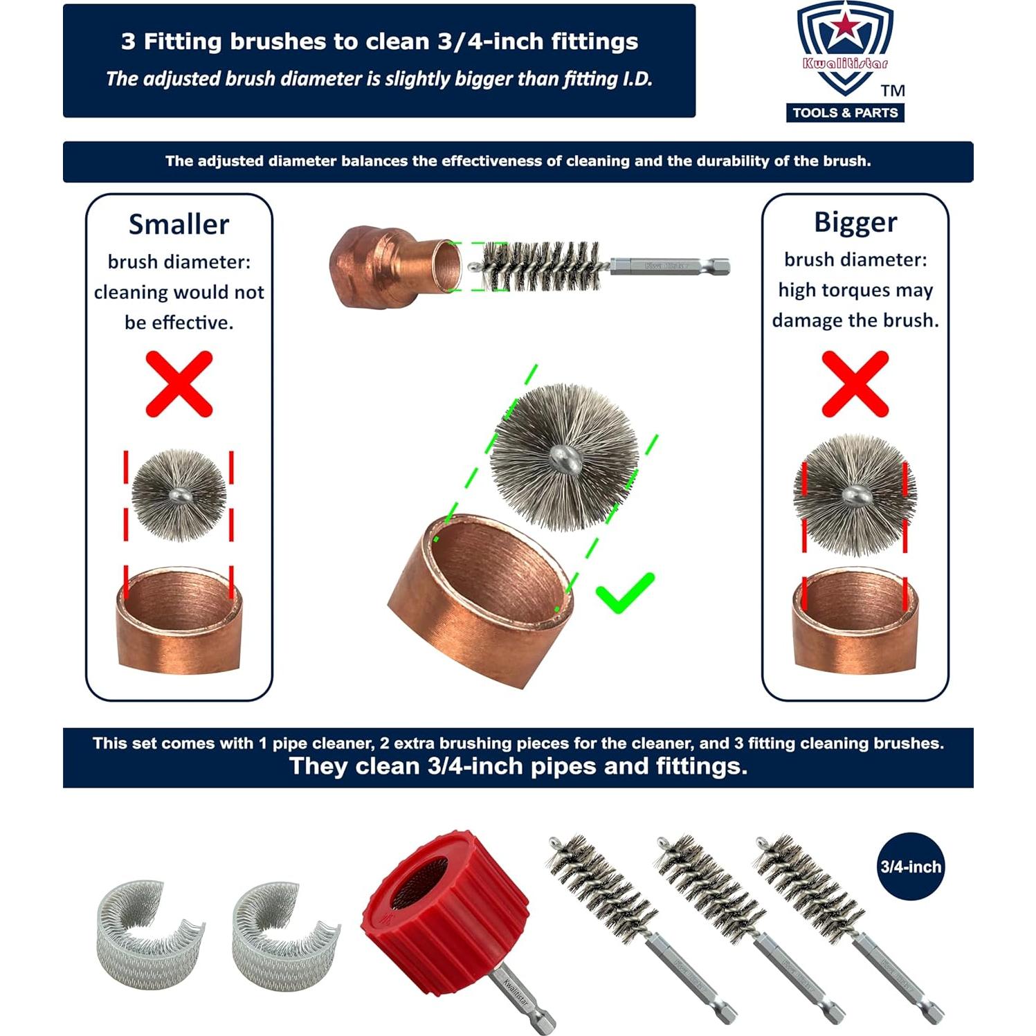 Juego de Limpiadores de Tubos de Cobre Kwalitistar 3/4"
