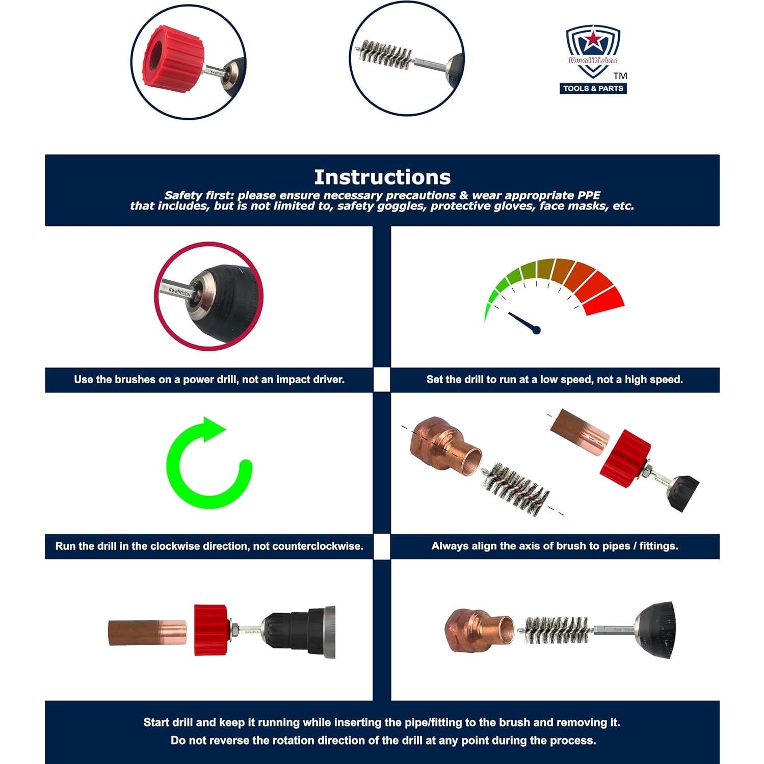 Juego de Limpiadores de Tubos de Cobre Kwalitistar 3/4"