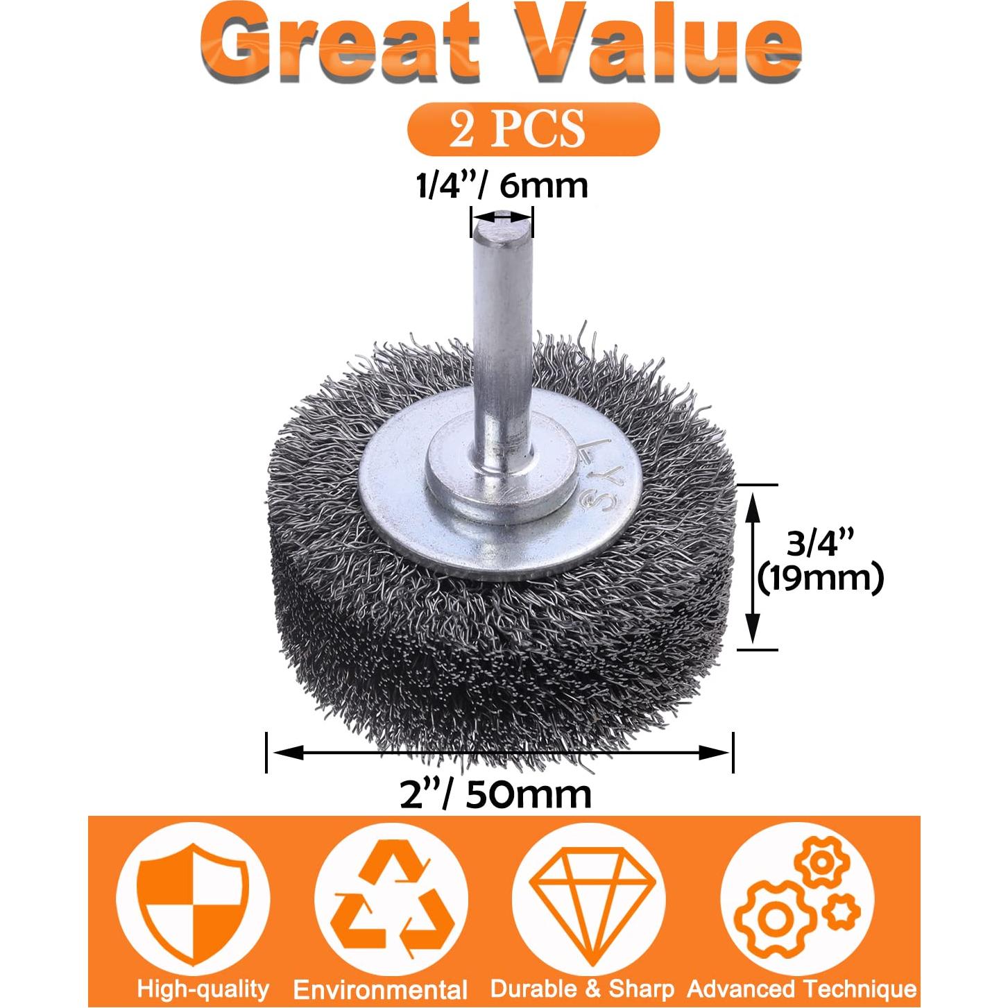 Rocaris Cepillo de Alambre para Taladro 2 Pulgadas 2 Pzs