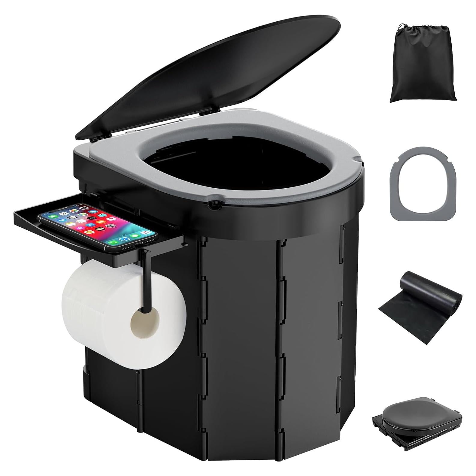 Inodoro Portátil PAHTTO Plegable con Cojín y Estante