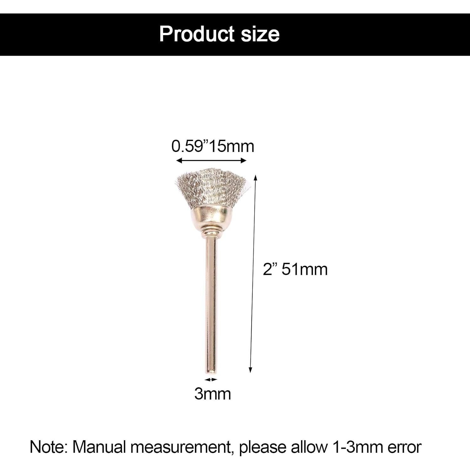 30 Cepillos de Copa Acero Inoxidable Hiqalty 3mm para Pulido