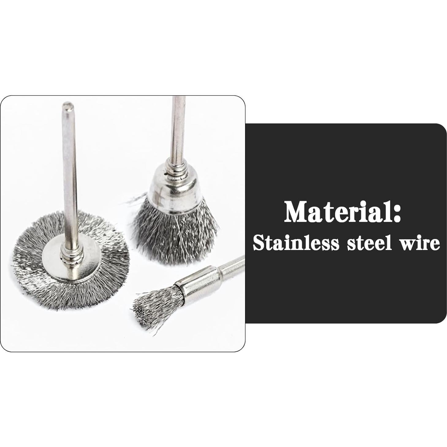 30 Cepillos de Copa Acero Inoxidable Hiqalty 3mm para Pulido