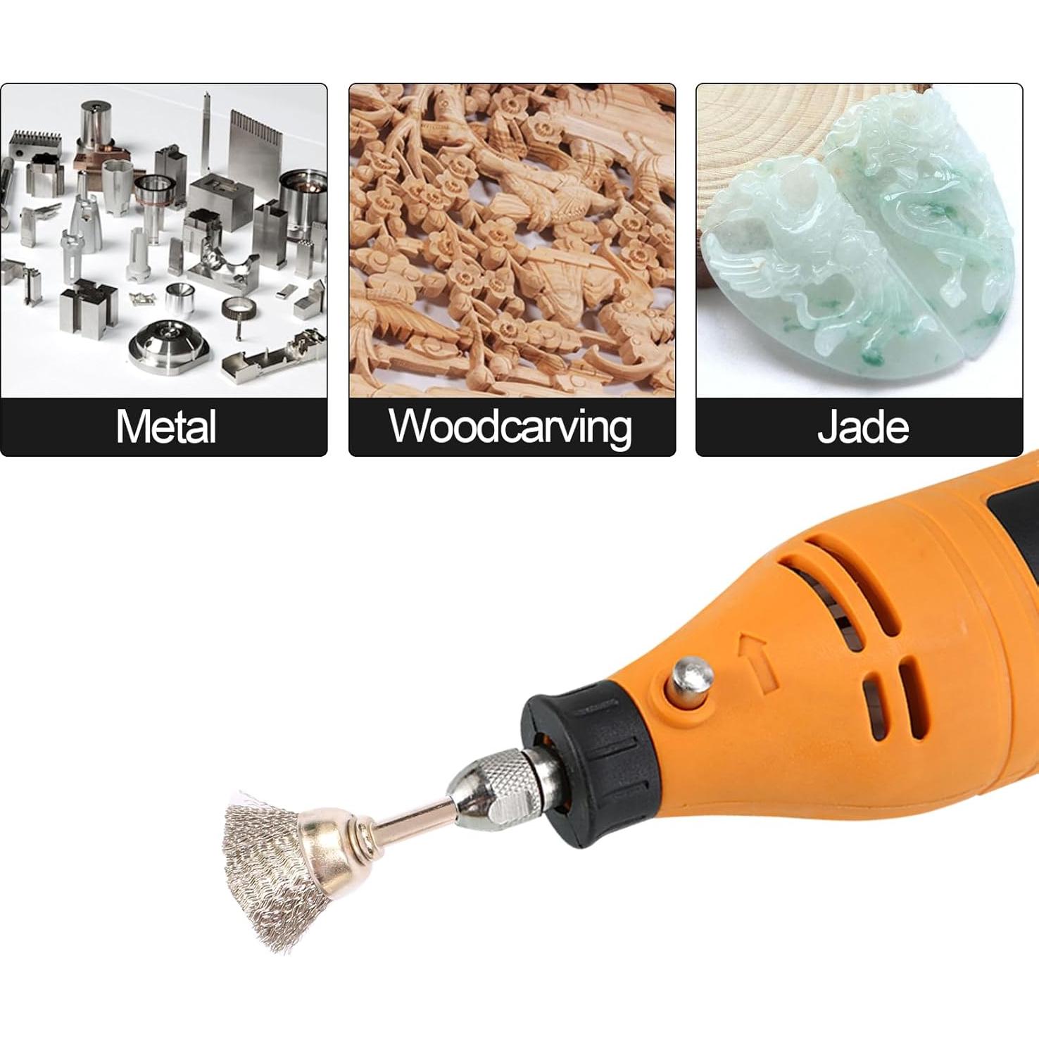 30 Cepillos de Copa Acero Inoxidable Hiqalty 3mm para Pulido