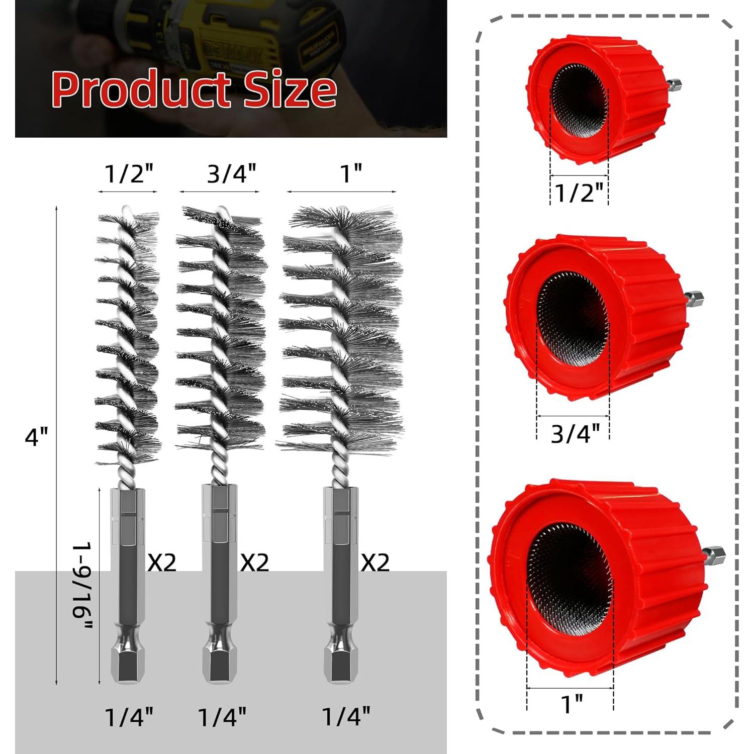 Limpiador de Tubos de Cobre PokShow con 3 Cepillos y 6 de Acero