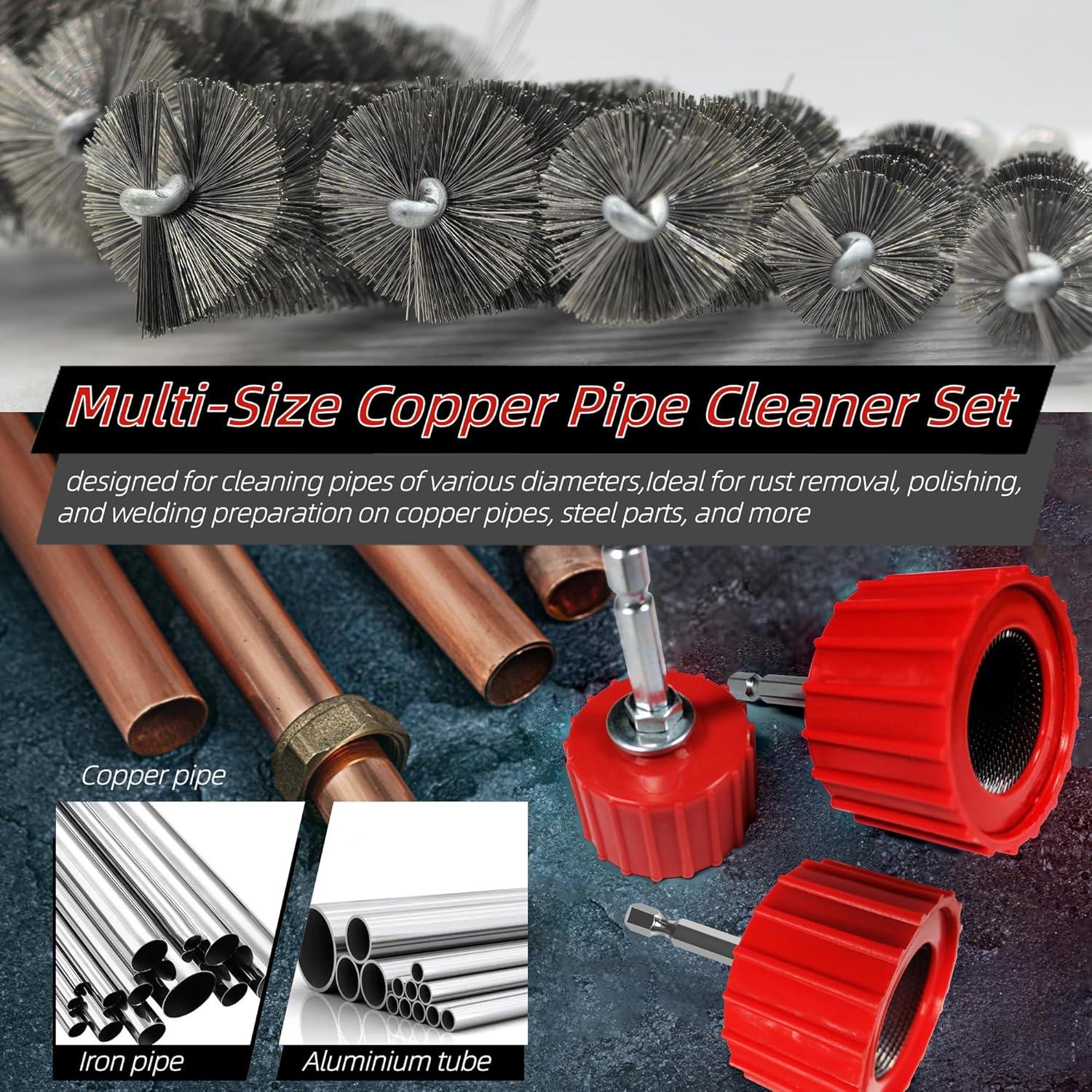 Limpiador de Tubos de Cobre PokShow con 3 Cepillos y 6 de Acero