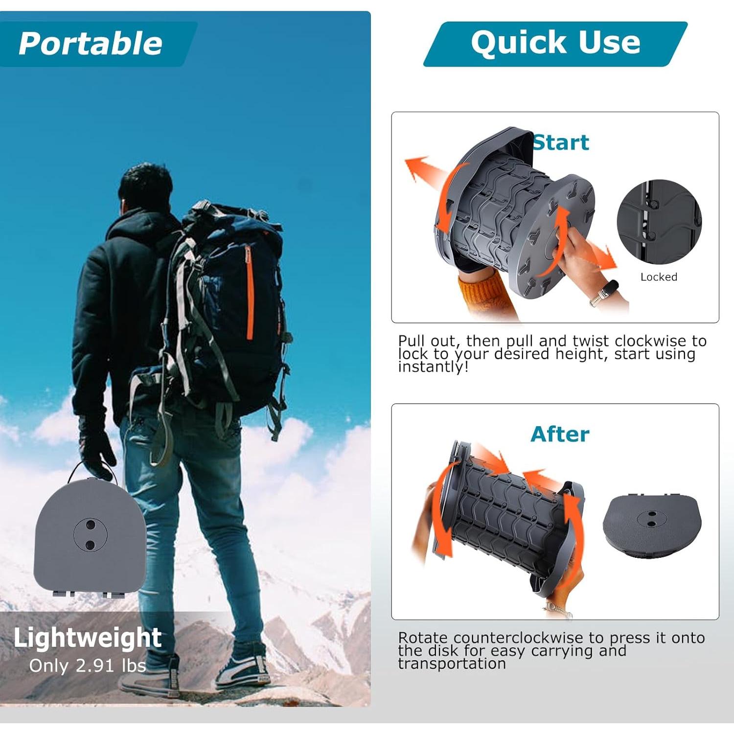 Inodoro portátil KPR retráctil 1.32 kg ajustable camping