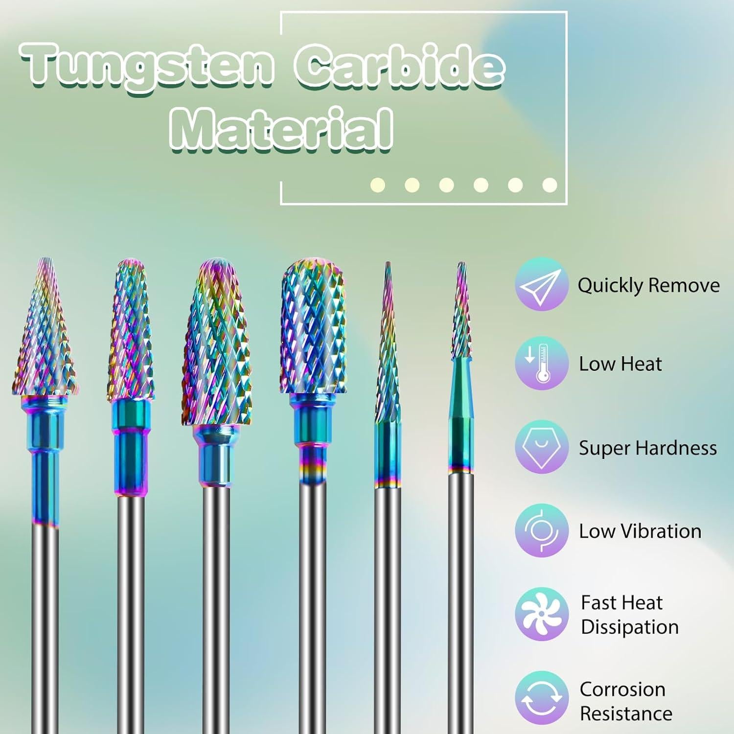 Juego de 6 Brocas para Uñas Rolokit 2,35 mm con Cepillo
