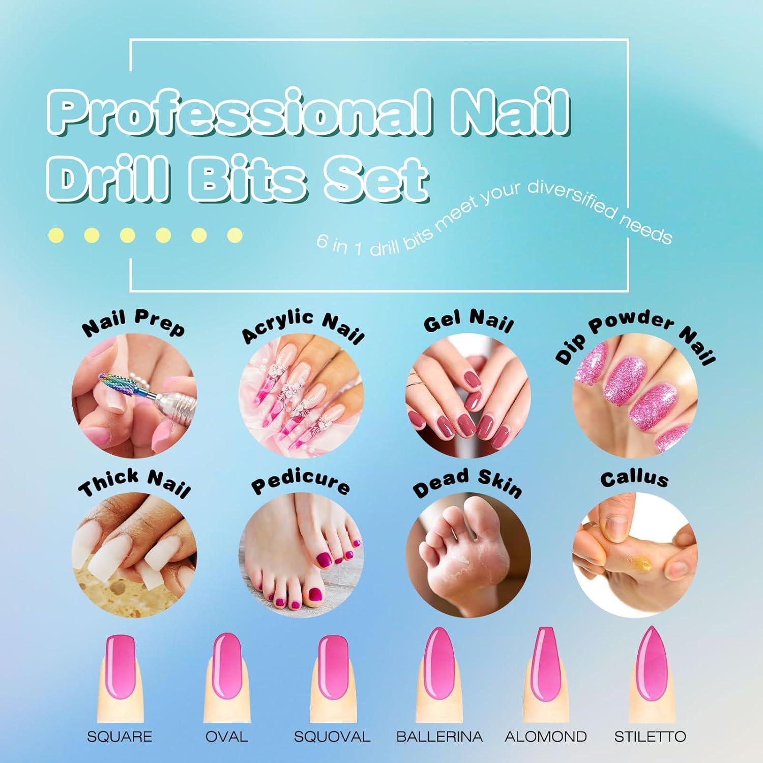 Juego de 6 Brocas para Uñas Rolokit 2,35 mm con Cepillo