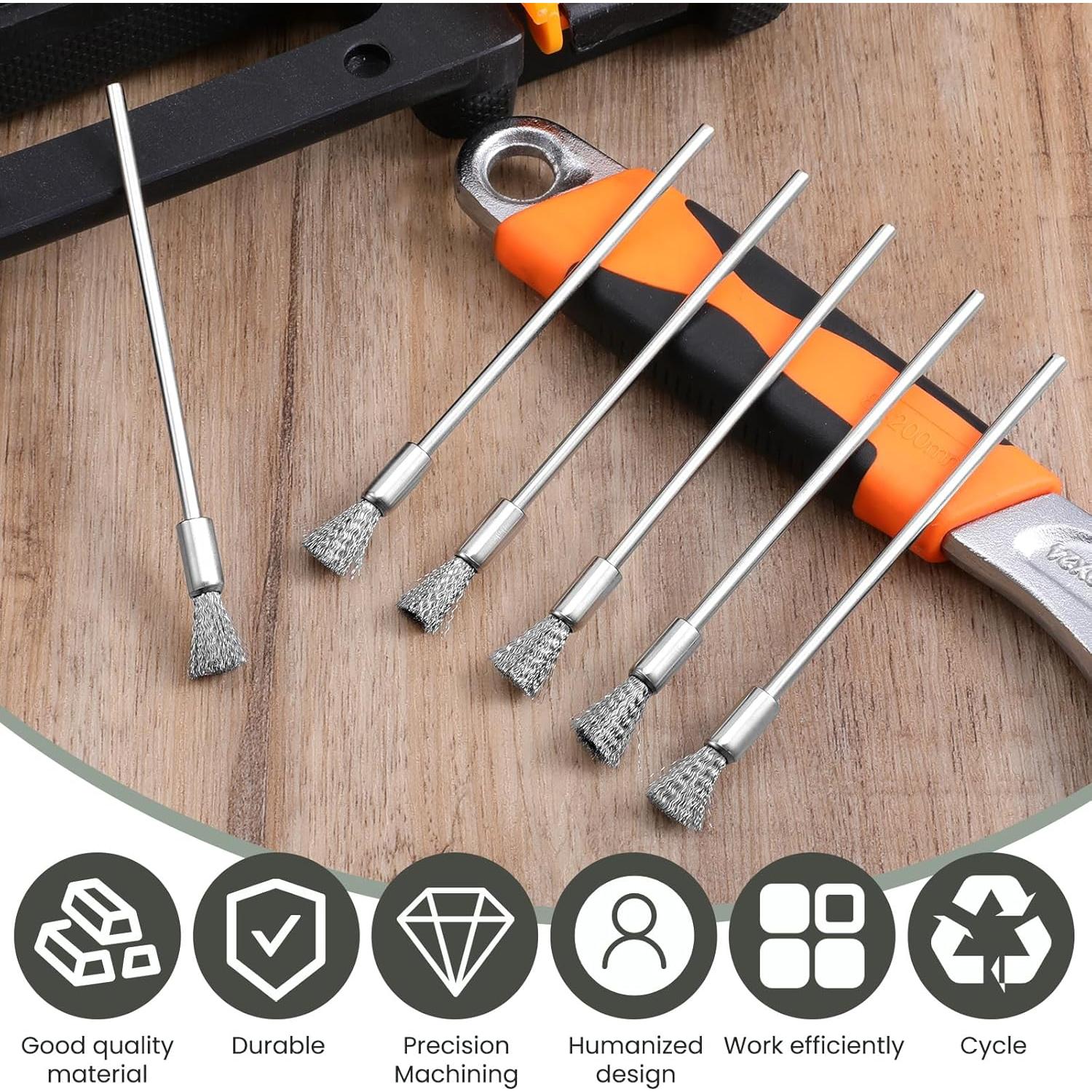 10 Cepillos de Alambre Inoxidable SynHHergyx 6 mm para Limpieza