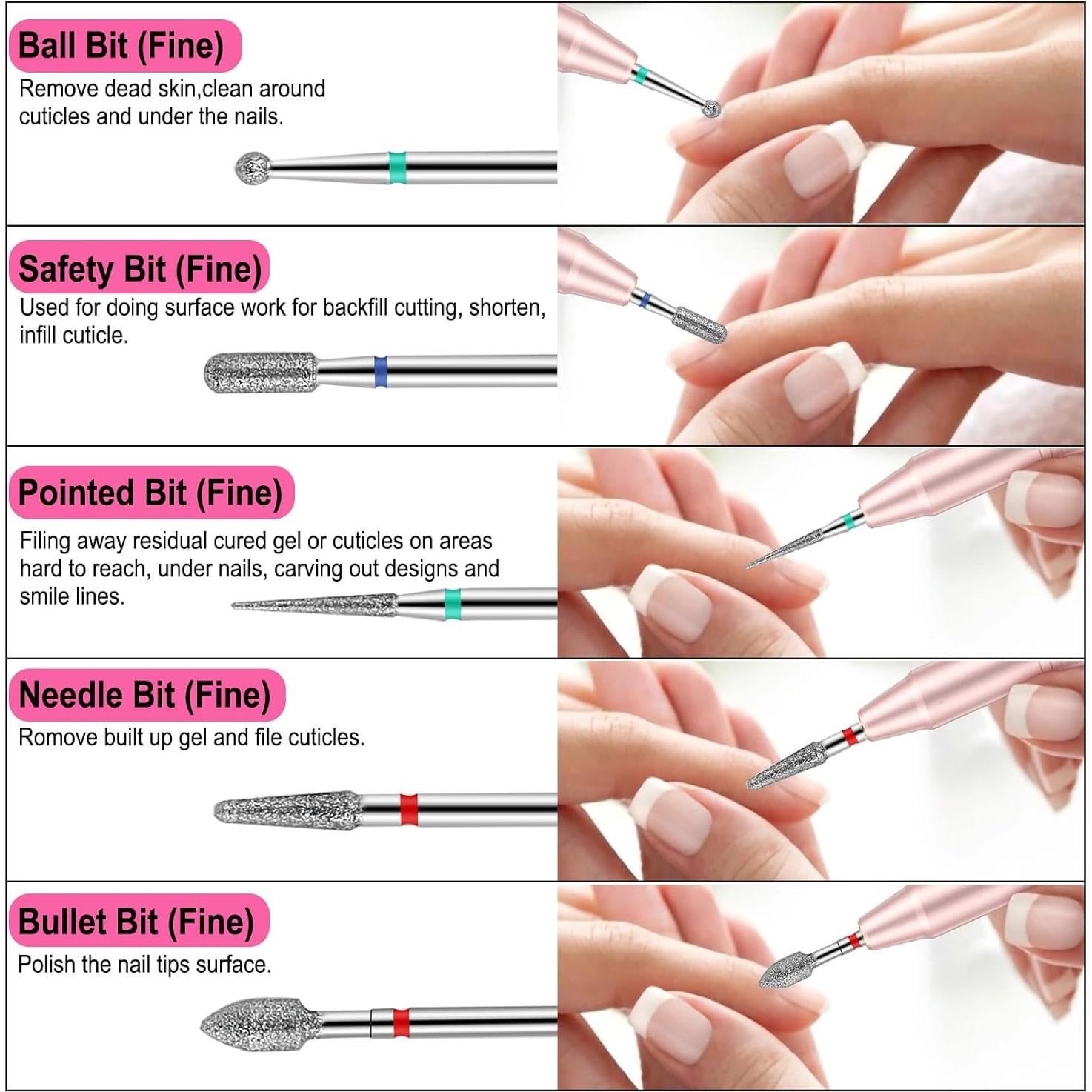 Juego de 25 Brocas para Uñas Cellentool 3/32" (2,38 cm)
