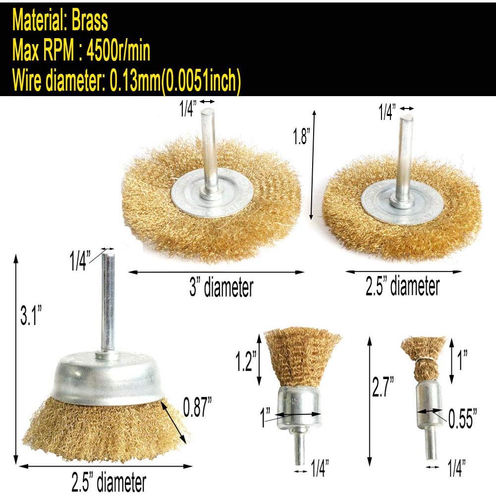 Kit de cepillos de alambre de latón FPPO 5 piezas 0.13 mm
