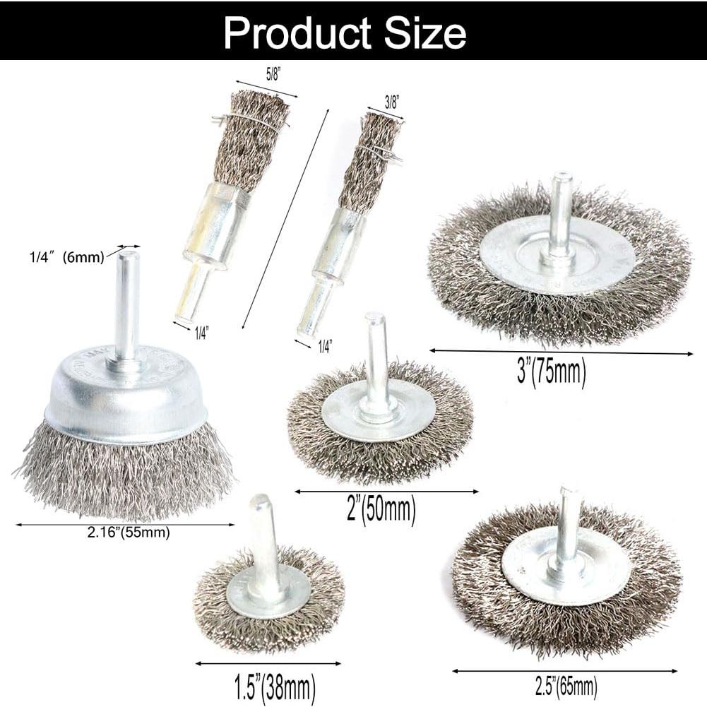 Juego de 7 cepillos de alambre FPPO acero inoxidable