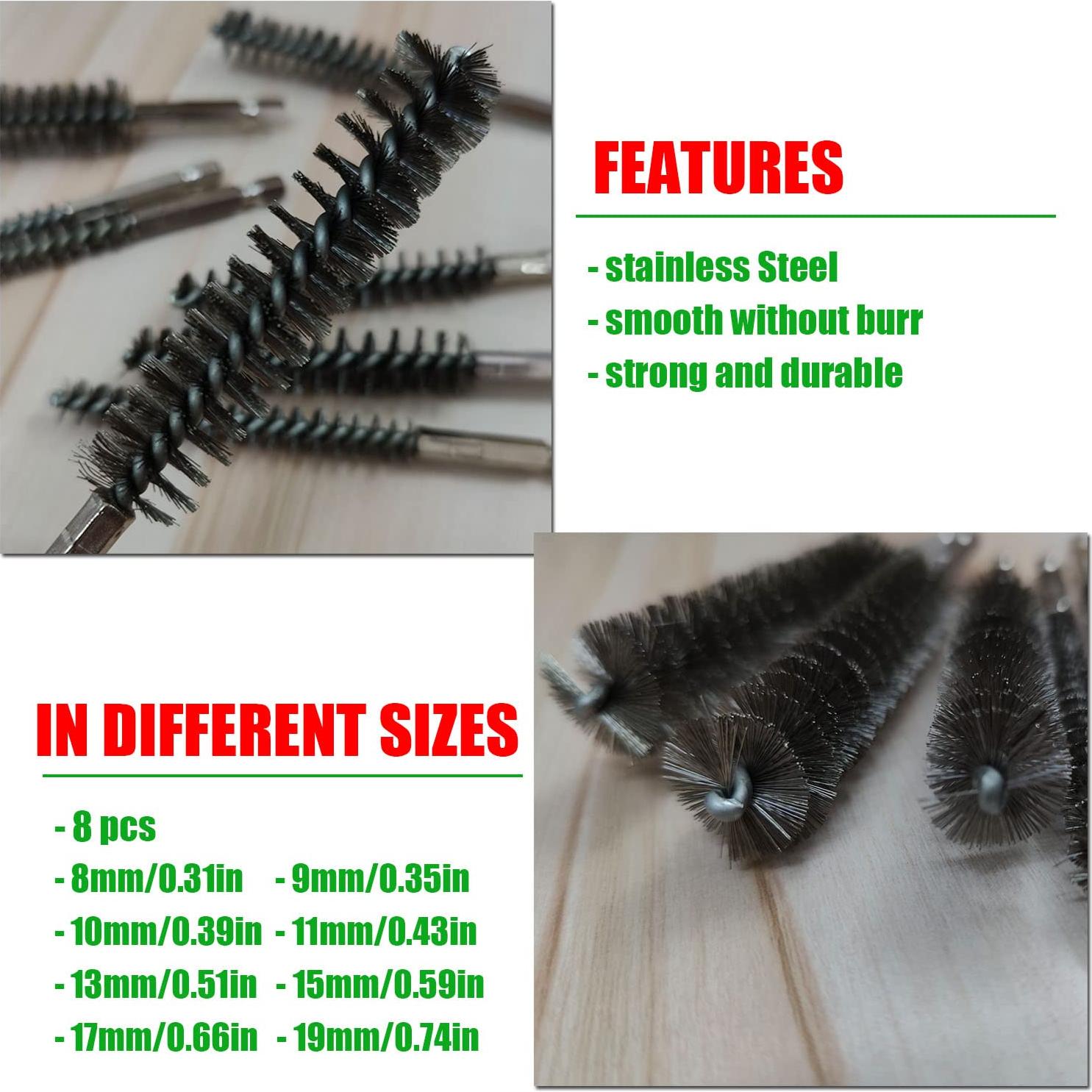 8 Cepillos de Acero Inoxidable VEINARDYL para Taladro 11,48 cm