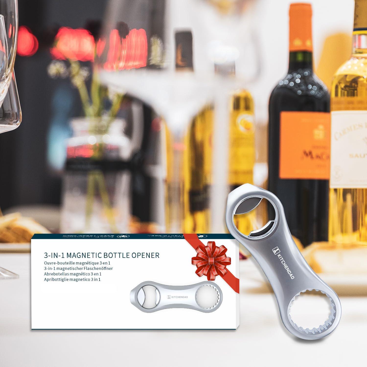 Abrebotellas Magnético KITCHENDAO 3 en 1 con Imán