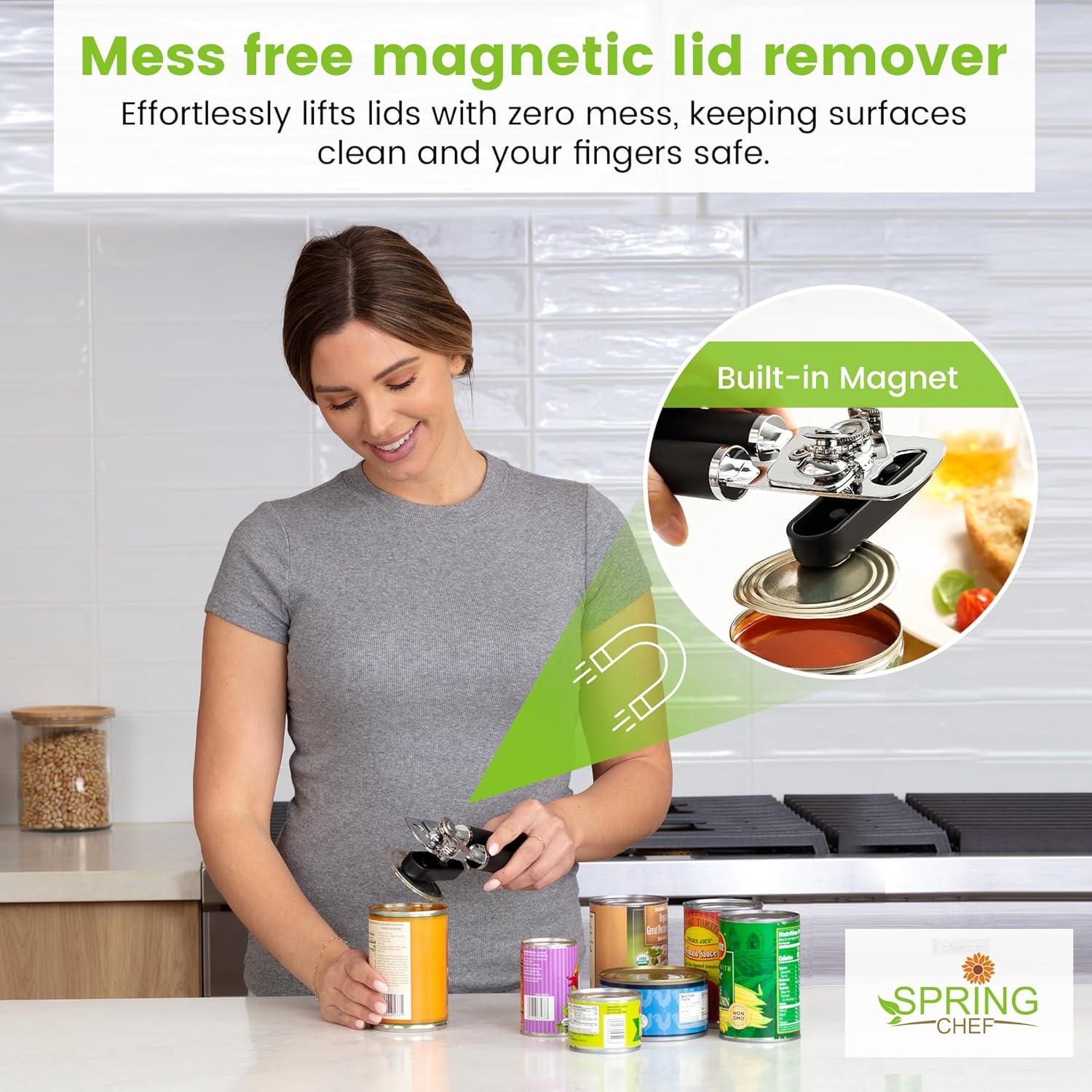 Abrelatas Manual Spring Chef Acero Inoxidable 22 cm Negro