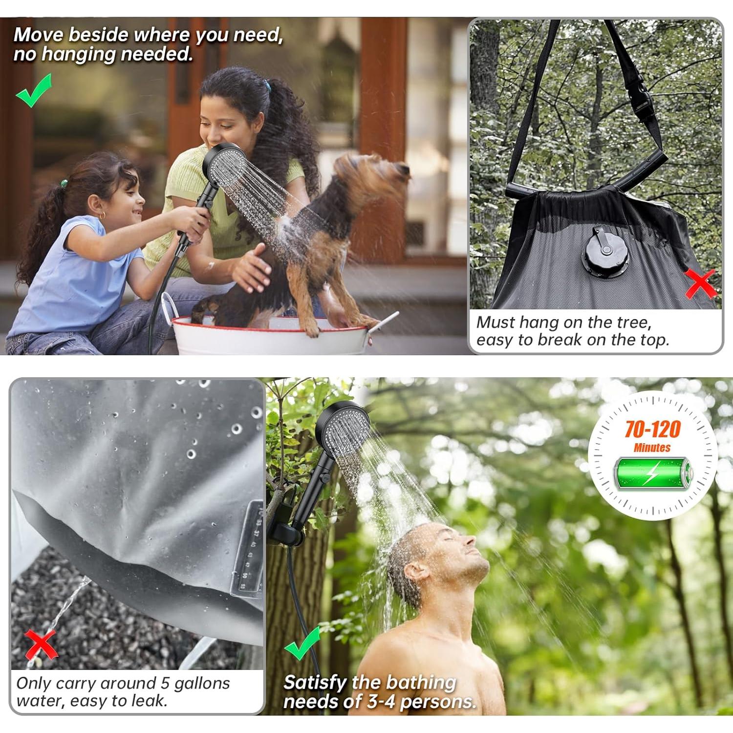 Ducha Portátil Recargable AlpsWolf YT100 6000mAh para Camping